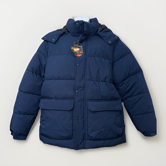 Swiss Tech Puffer Jacket Dark Blue SIZE Small BNWT Balaclava Removable Hood - Picture 2 of 11